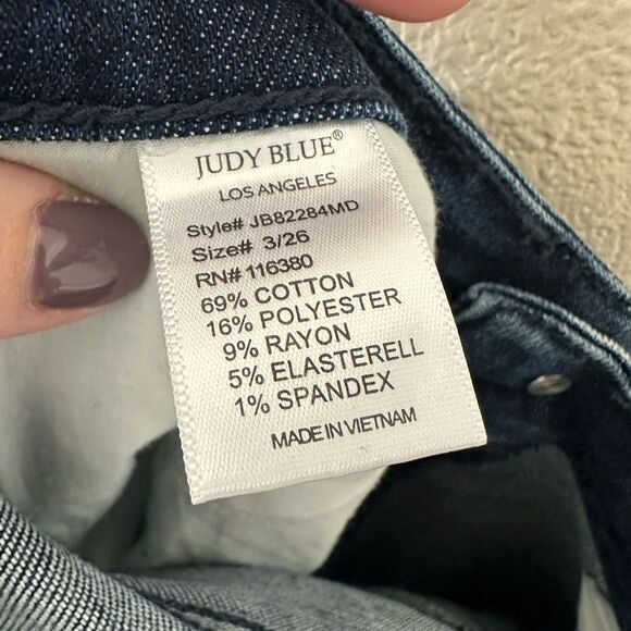 Judy Blue High Waist Destroyed Distressed Washed Denim Boyfriend Jeans Size 3/26 - Picture 7 of 7